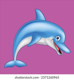 Funny dolphin cartoon character design illustration
