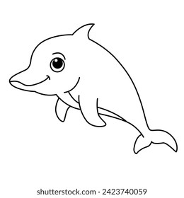 Funny dolphin cartoon for coloring book.