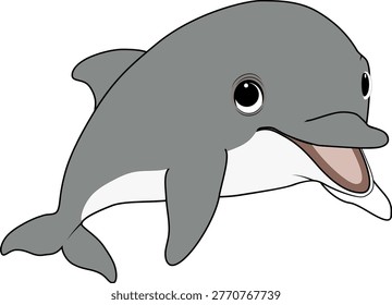 A funny dolphin is posing while smiling