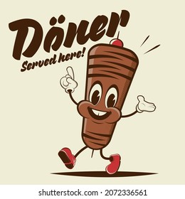 funny doner retro cartoon illustration