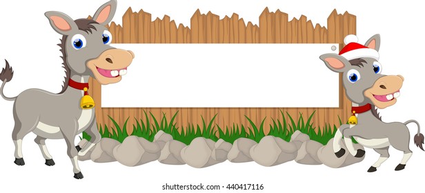 funny donkey with blank sign