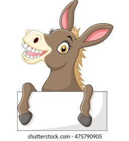 Funny donkey with blank sign