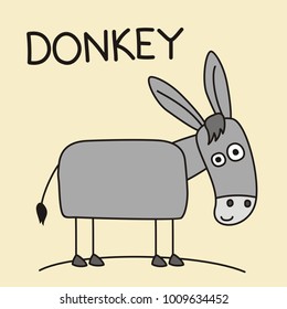 Funny donkey in cartoon style