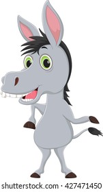funny donkey cartoon waving hand