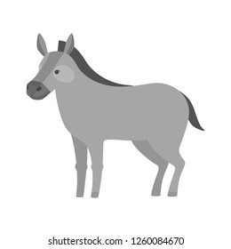 Funny donkey. Domestic animal character. Gray friendly farm mammal. Isolated flat vector illustration