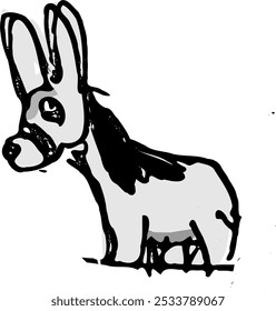 Engraçado Burro Isolado Animal Cartoon Vetor