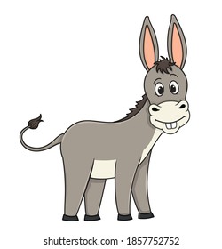 burro gracioso. personaje de ilustración vectorial en estilo de caricatura. aislado en fondo blanco