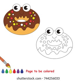 Funny Donut to be colored, the coloring book for preschool kids with easy educational gaming level.