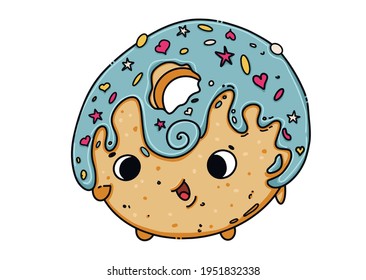 Funny donut with blue icing