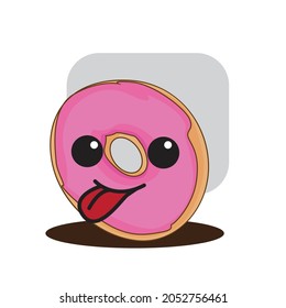 Funny donut character , cartoon style vector illustration 