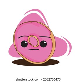 Funny donut character , cartoon style vector illustration 