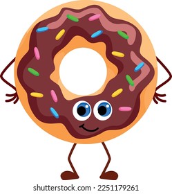 Funny donut character. Cratoon happy pastry mascot