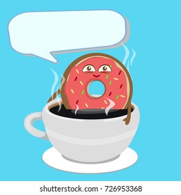 Funny donut character design. Vector illustration