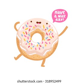 Funny Donut Character Wishing You A Good Day