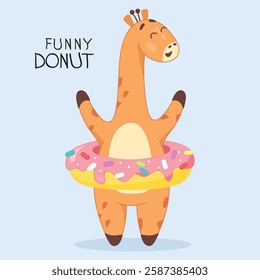 funny donut, giraffe and donut, fat giraffe, fitness giraffe, fitness babe, health, fitness, giraffe athlete, lose weight, exercise, healthy lifestyle, confectionery, sweets, pink donut, Africa