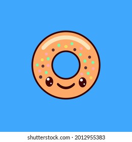 Funny donut kawaii. Vector illustration