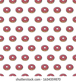Funny donut pattern. Line made drawing. Editable vector.