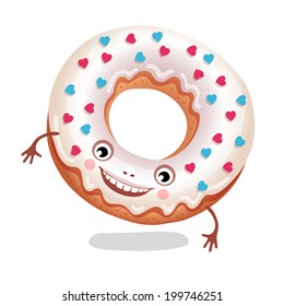 The funny donut. Vector illustration.