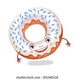 The funny donut. Vector illustration.