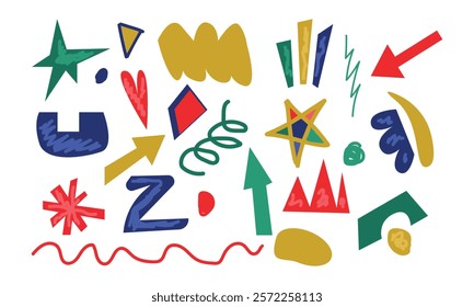 Funny Doodle Abstract Geometric Shapes set