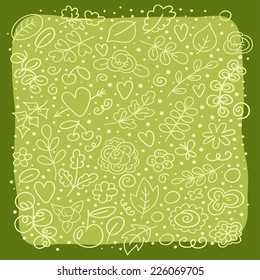 Funny doodle background. Cartoon card.