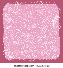 Funny doodle background. Cartoon card.