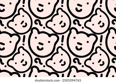 Funny doodle bears. Kids. Seamless vector pattern for design and decoration. 