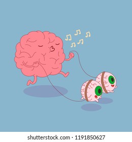 funny doodle with brain and eyes