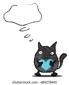 funny doodle cat with bubble speech