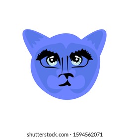 Funny doodle cat. Kitten in cartoon style. Vector  object illustration
