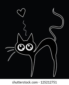 Funny doodle cat in love