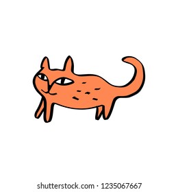 Funny doodle cat vector art.