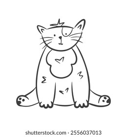 Funny doodle cat. Vector hand draw illustration. 