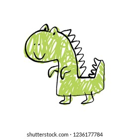 Funny doodle cute dinosaur. Baby stylish art, nursery wallpaper. Vector illustration.