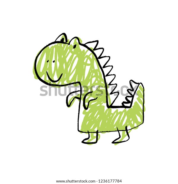 Drole Doodle Mignon Dinosaure Bebe Art Image Vectorielle De Stock Libre De Droits