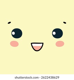Funny doodle face with expressive eyes and mouth, minimalist style