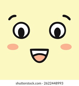 Funny doodle face with expressive eyes and mouth minimalist style