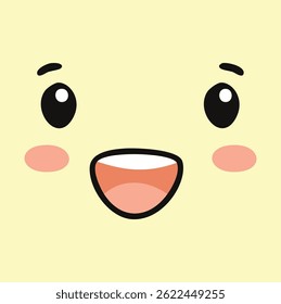 Funny doodle face with expressive eyes and mouth, minimalist style