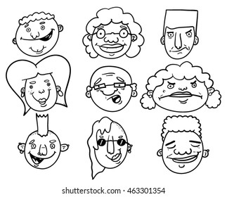 Funny doodle faces