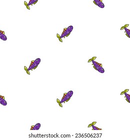 Funny doodle fantasy colorful aquarium fish vector seamless pattern on white background