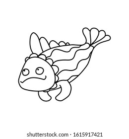 Funny doodle fish. Isolated design element. Vector icon