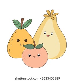 Funny Doodle Fruit Berry Character Icon. Cartoon Positive Hand Drawn Outline Fresh Vitamin Food Symbol. Bright Happy Smiling Fruit Element. Baby Shower Greeting Card or Birthday Party Decoration. 