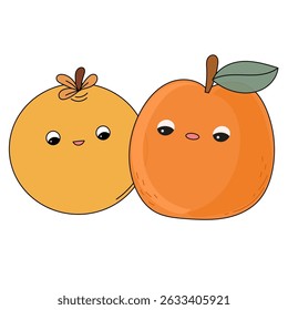 Funny Doodle Fruit Berry Character Icon. Cartoon Positive Hand Drawn Outline Fresh Vitamin Food Symbol. Bright Happy Smiling Fruit Element. Baby Shower Greeting Card or Birthday Party Decoration. 