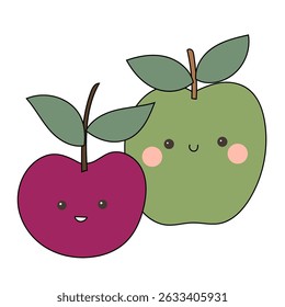 Funny Doodle Fruit Berry Character Icon. Cartoon Positive Hand Drawn Outline Fresh Vitamin Food Symbol. Bright Happy Smiling Fruit Element. Baby Shower Greeting Card or Birthday Party Decoration. 
