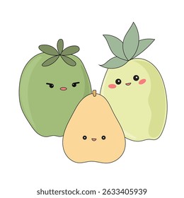 Funny Doodle Fruit Berry Character Icon. Cartoon Positive Hand Drawn Outline Fresh Vitamin Food Symbol. Bright Happy Smiling Fruit Element. Baby Shower Greeting Card or Birthday Party Decoration. 