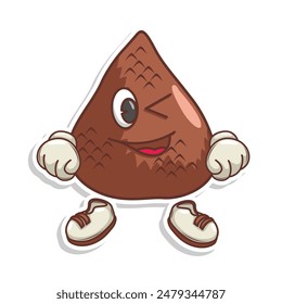 Divertido doodle caricatura de fruta con expresión linda
