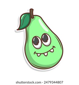 Funny doodle fruit cartoon with cute expression