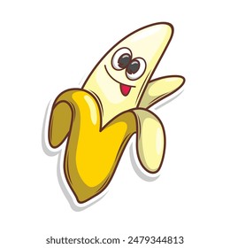 Funny doodle fruit cartoon with cute expression