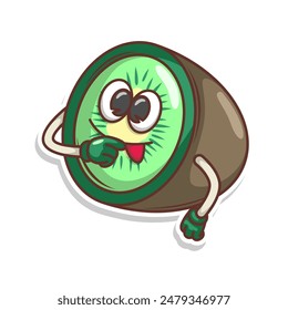 Divertido doodle caricatura de fruta con expresión linda

