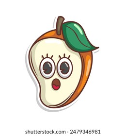 Funny doodle fruit cartoon with cute expression

